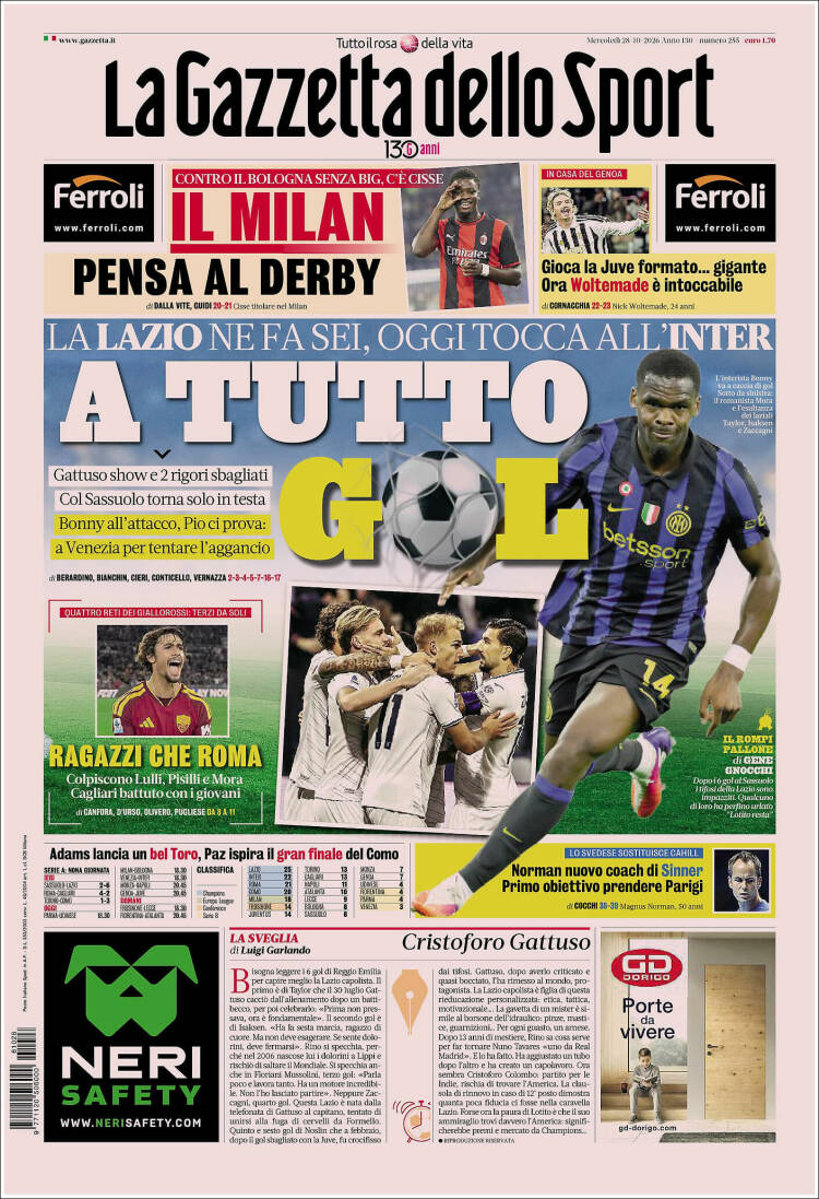 Portada de La Gazzetta dello Sport (Italy)