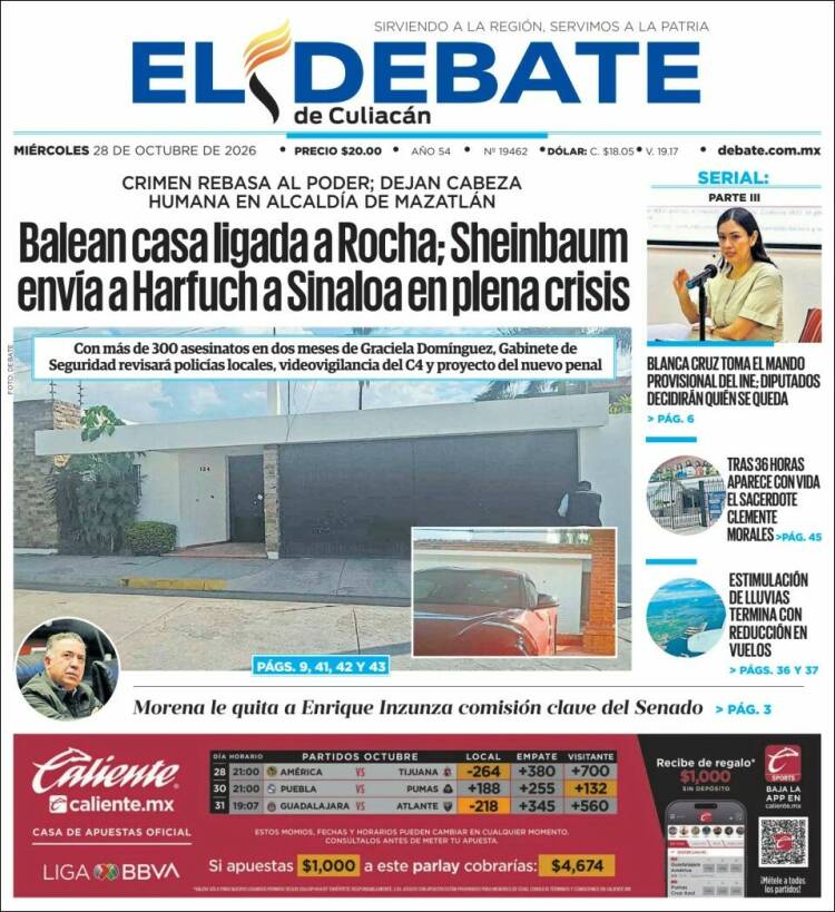 Portada de El Debate de Culiacán (M&eacute;xico)