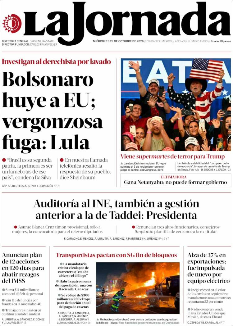 Portada de La Jornada (M&eacute;xico)