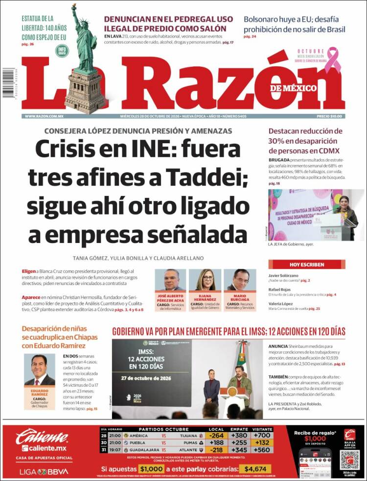 Portada de La Razón (M&eacute;xico)