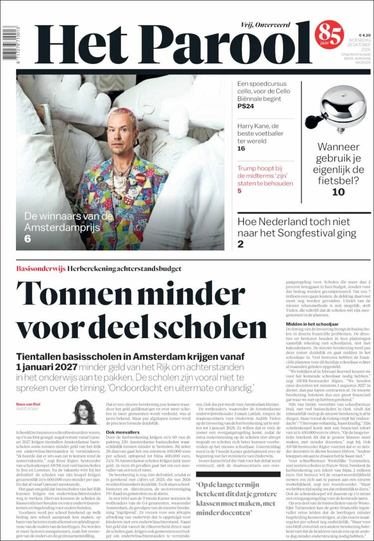 Portada de Het Parool (Pa&iacute;ses Bajos)