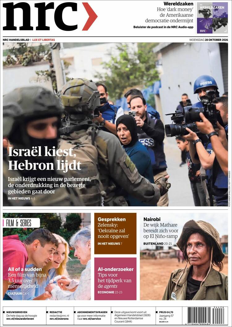 Portada de NRC Handelsblad (Pa&iacute;ses Bajos)