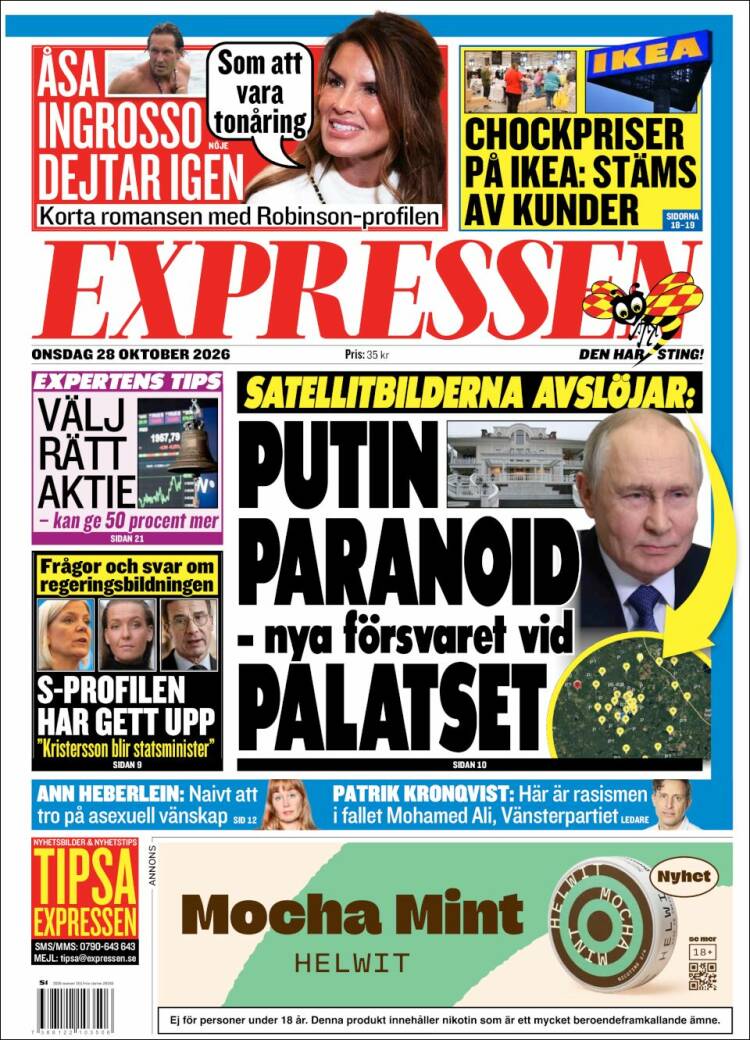 Portada de Expressen (Suecia)