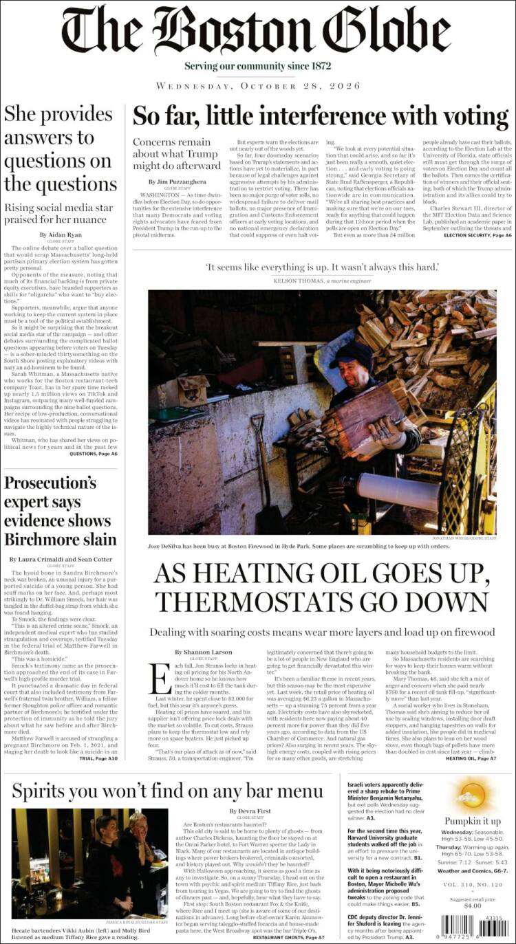 Portada de Boston Globe (USA)