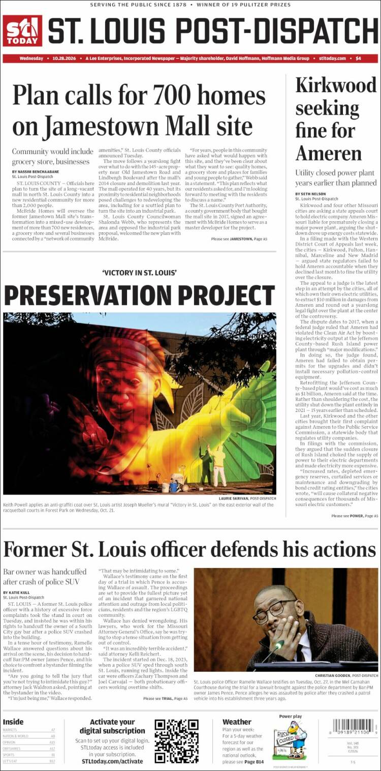 Portada de St. Louis Post-Dispatch (USA)