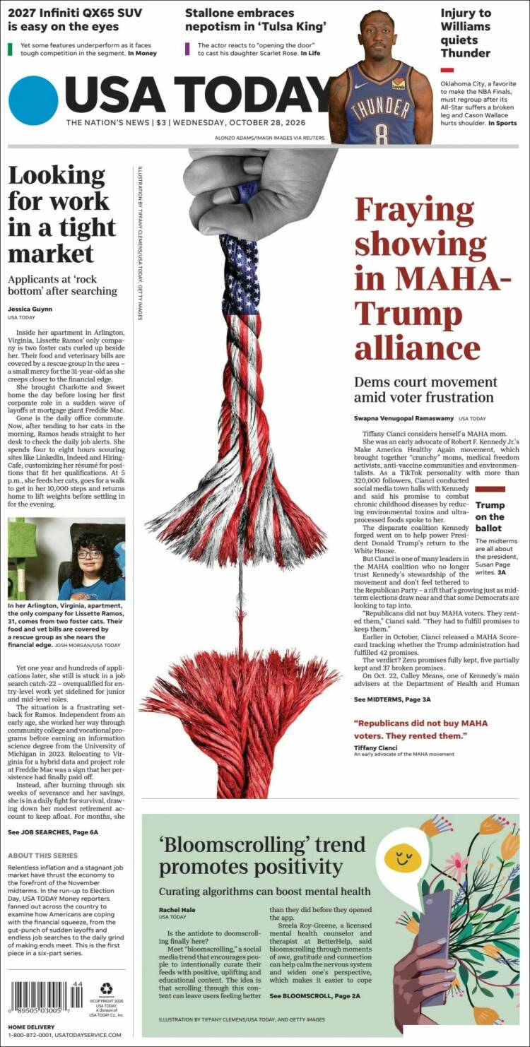 Portada de USA Today (USA)