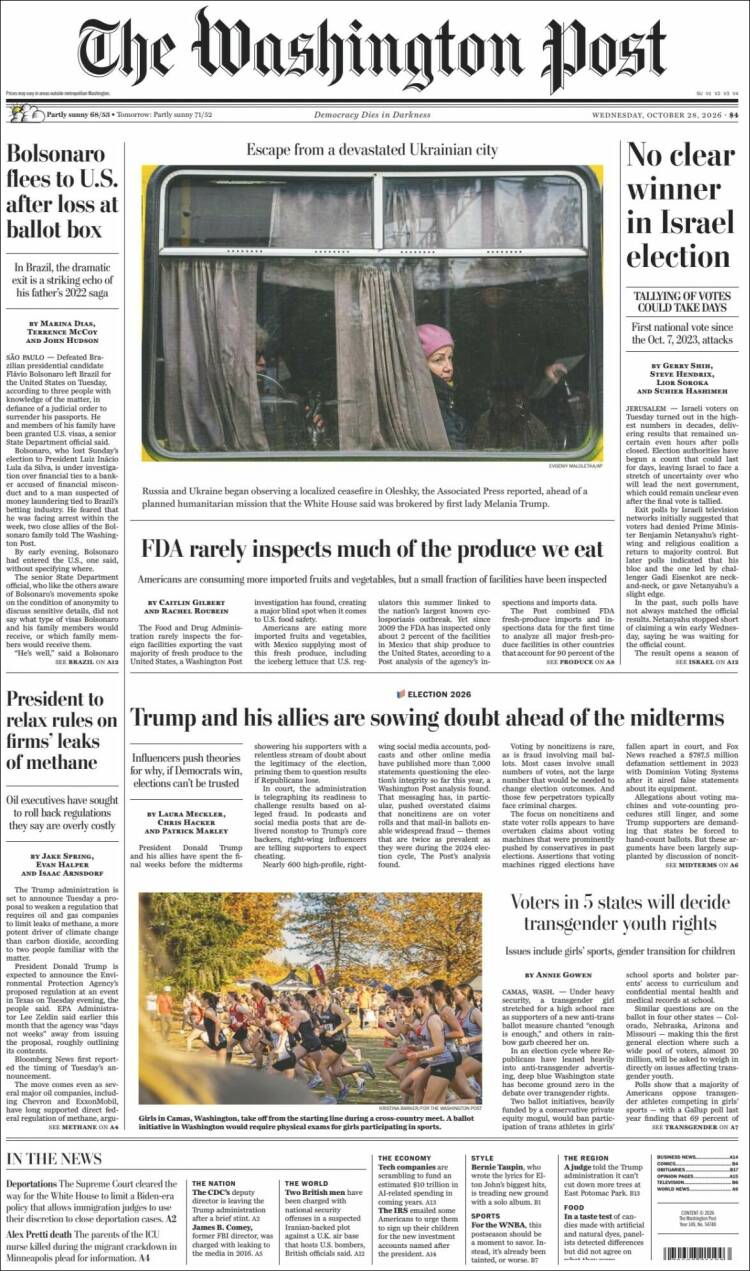 Portada de The Washington Post (USA)