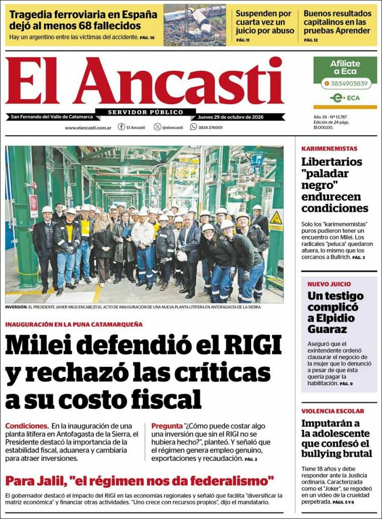 Portada de El Ancasti (Argentina)