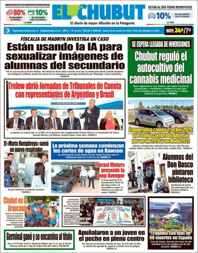 Portada de El Chubut (Argentina)