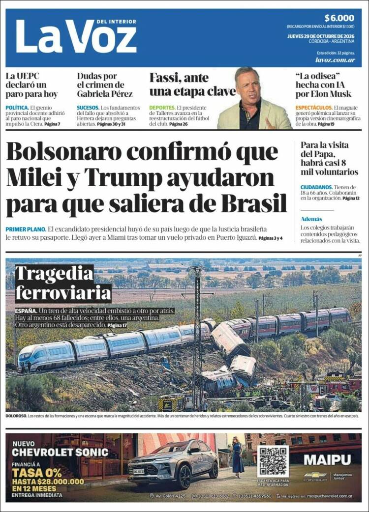 Portada de La Voz del Interior (Argentina)