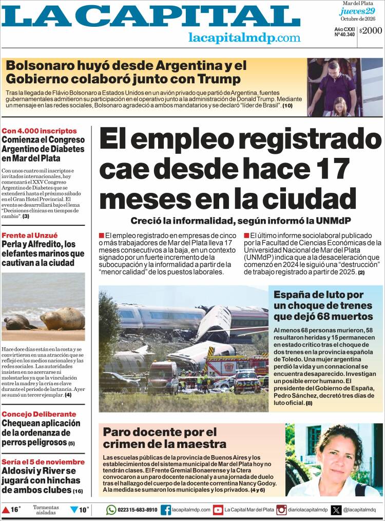 Portada de Diario La Capital - Mar del Plata (Argentina)