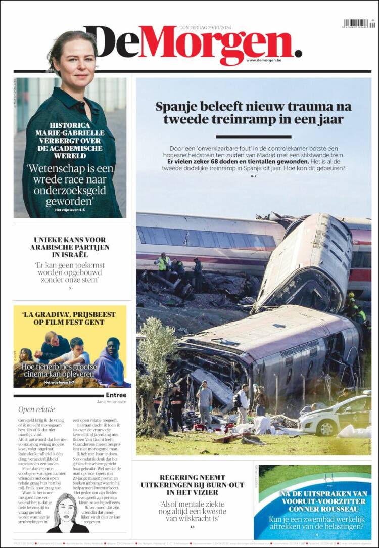 Portada de De Morgen (B&eacute;lgica)
