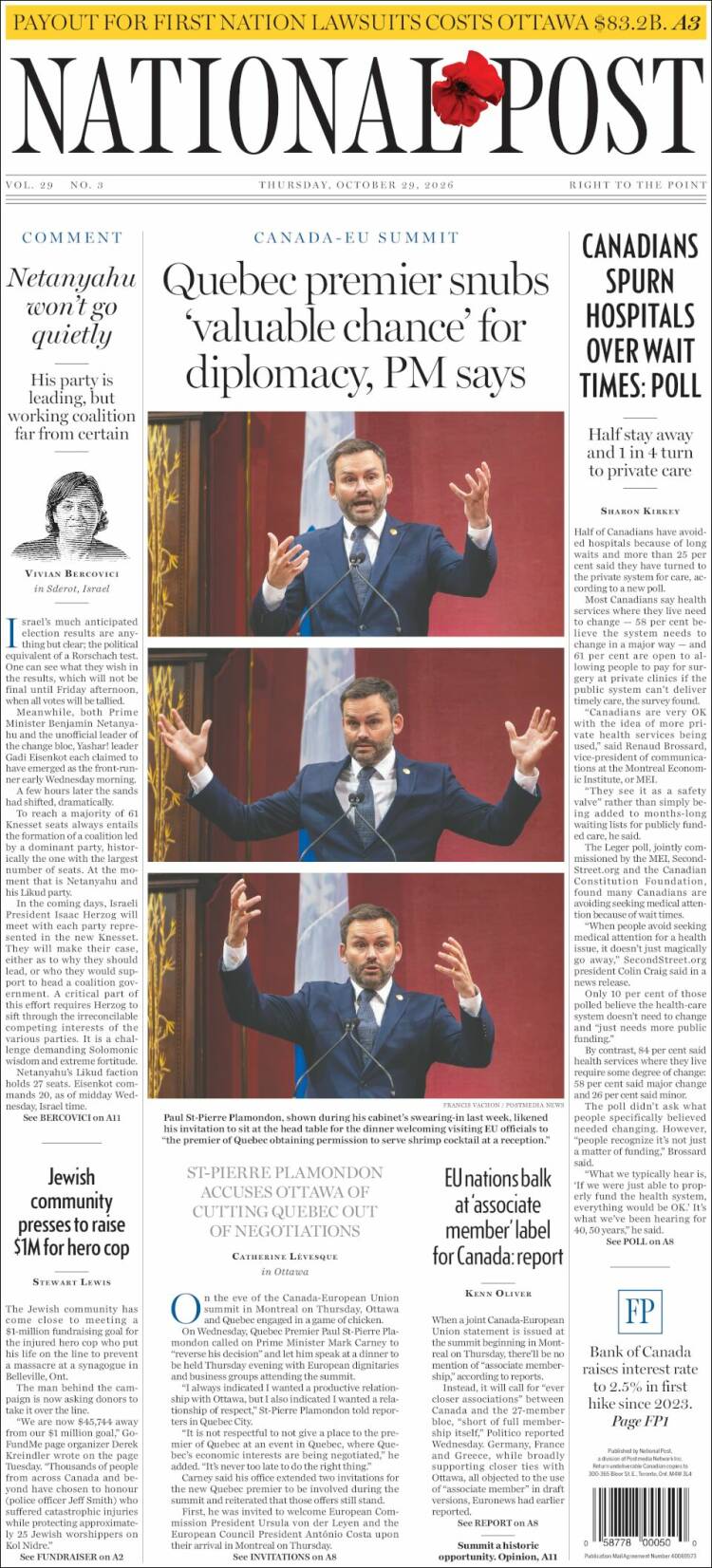 Portada de The National Post (Canad&aacute;)