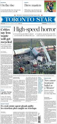 Portada de The Toronto Star (Canada)