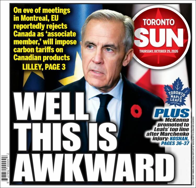 Portada de The Toronto Sun (Canad&aacute;)