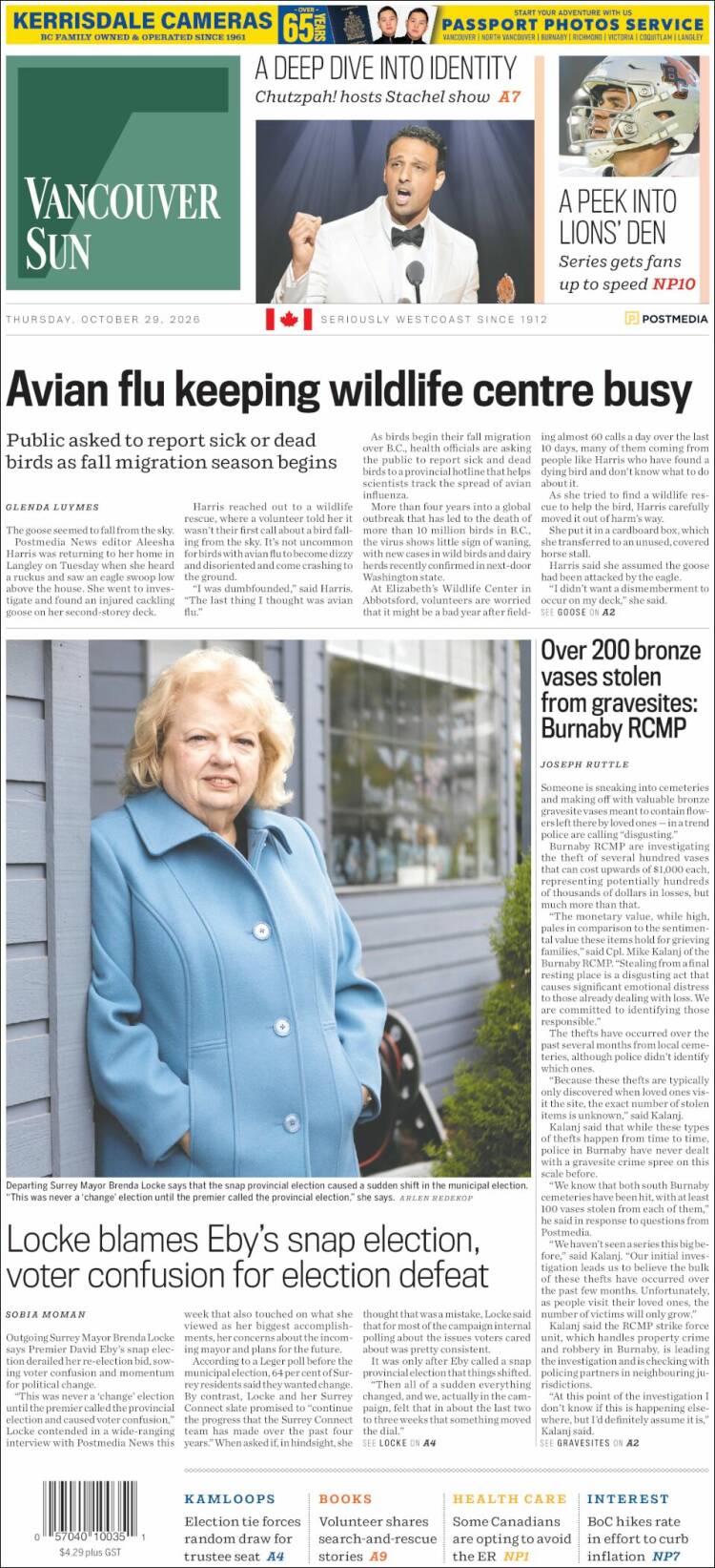 Portada de The Vancouver Sun (Canad&aacute;)