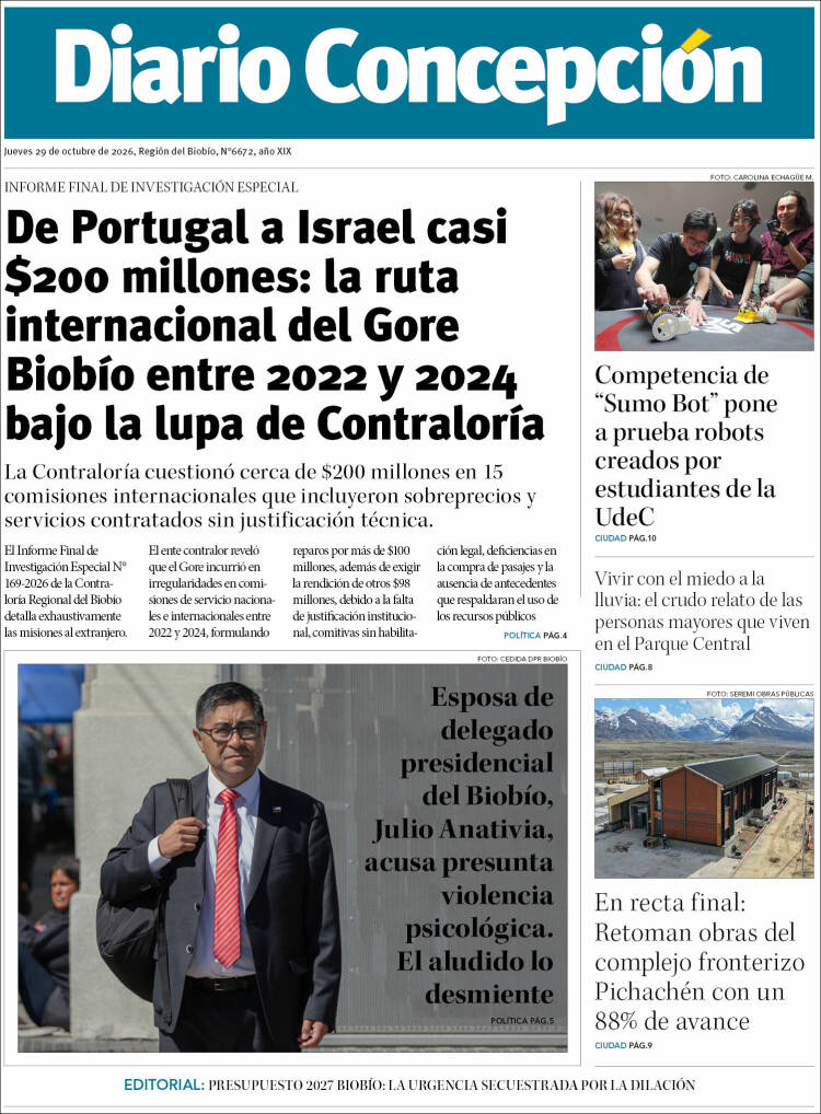 Portada de Diario de Concepción (Chile)