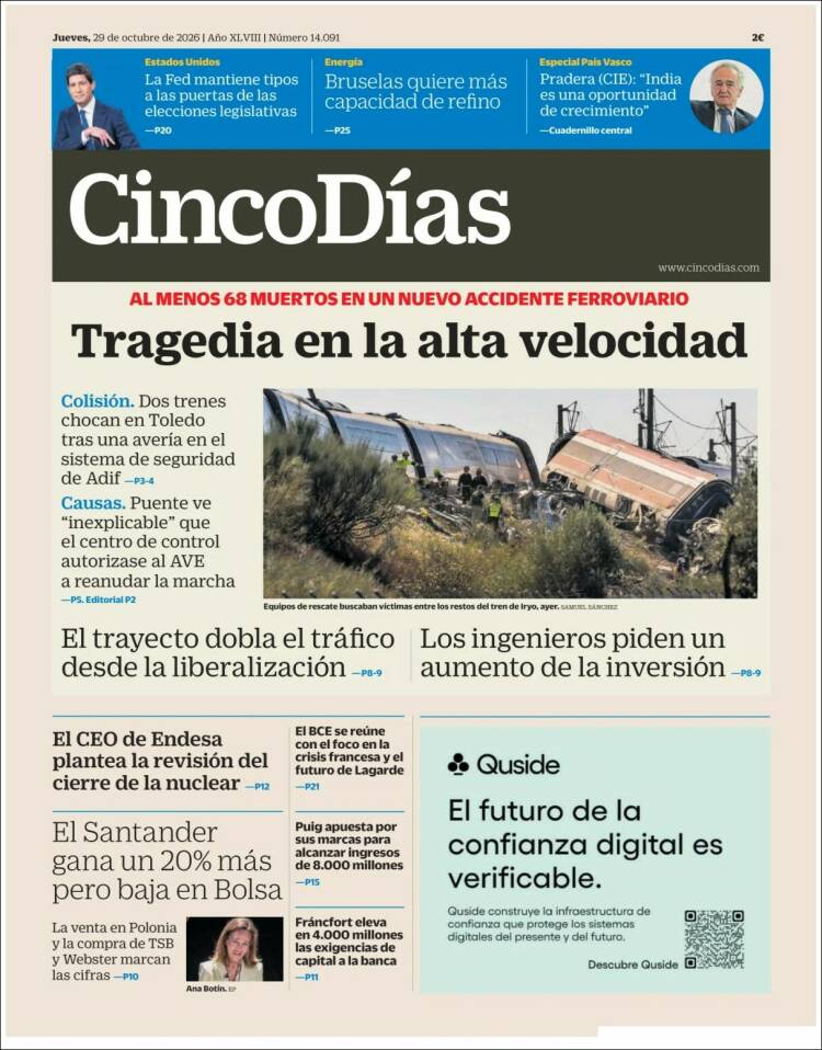 Portada de Cinco Días (Espa&ntilde;a)