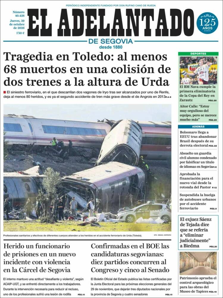 Portada de El Adelantado de Segovia (Espa&ntilde;a)
