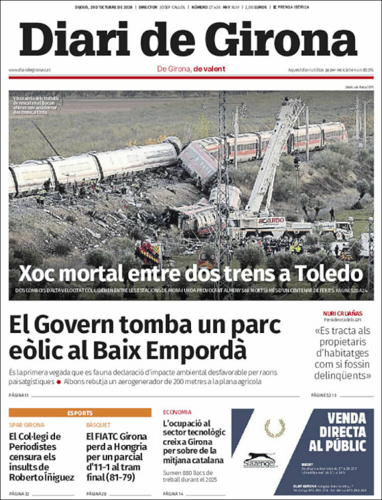 Portada de Diari de Girona (Espa&ntilde;a)