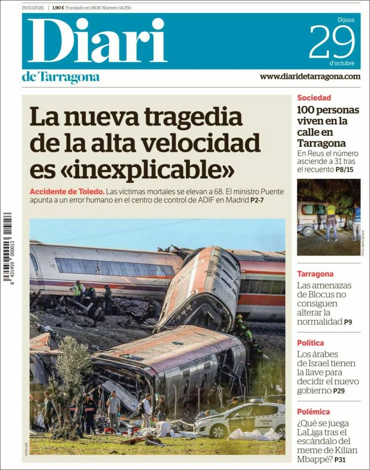 Portada de Diari de Tarragona (Espa&ntilde;a)