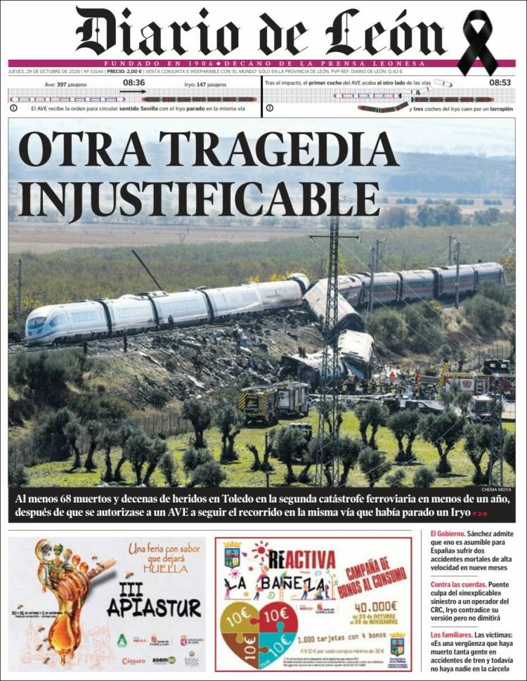 Portada de Diario de León (Espagne)