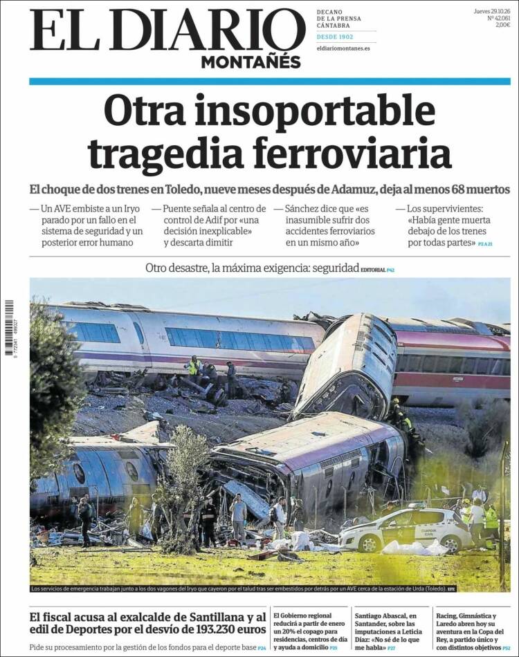 Portada de El Diario Montañés (Espa&ntilde;a)