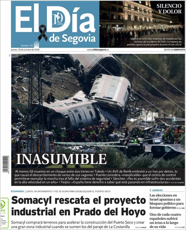 Portada de El Día de Segovia (Espa&ntilde;a)