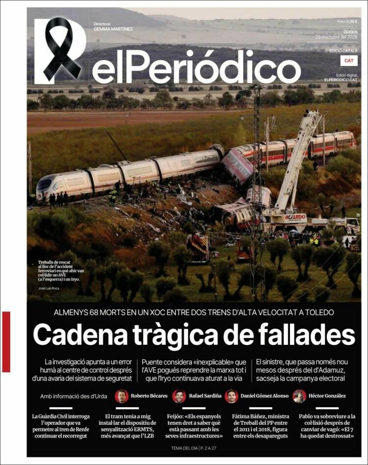 Portada de El Periódico de Catalunya (Espa&ntilde;a)
