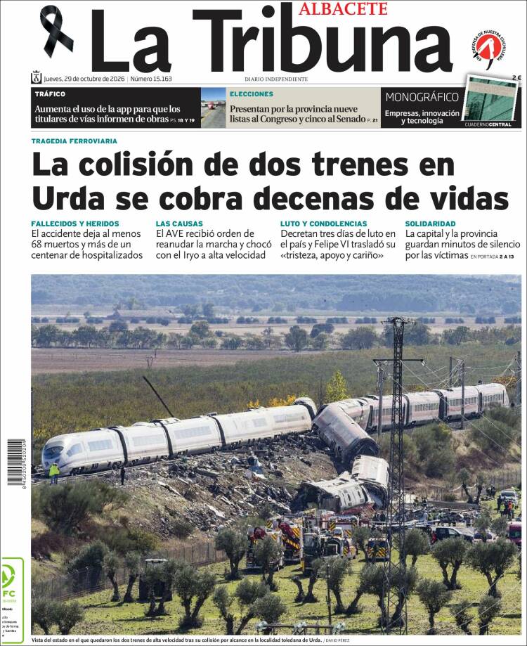 Portada de La Tribuna de Albacete (Espa&ntilde;a)