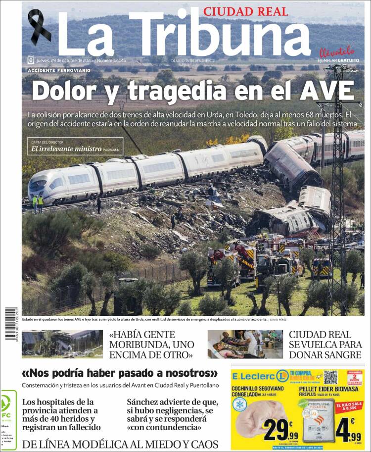 Portada de La Tribuna de Ciudad Real (Espa&ntilde;a)
