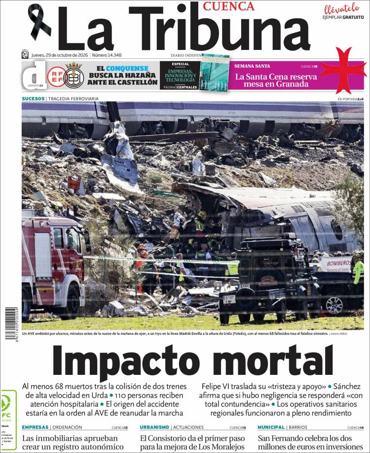 Portada de La Tribuna de Cuenca (Espa&ntilde;a)