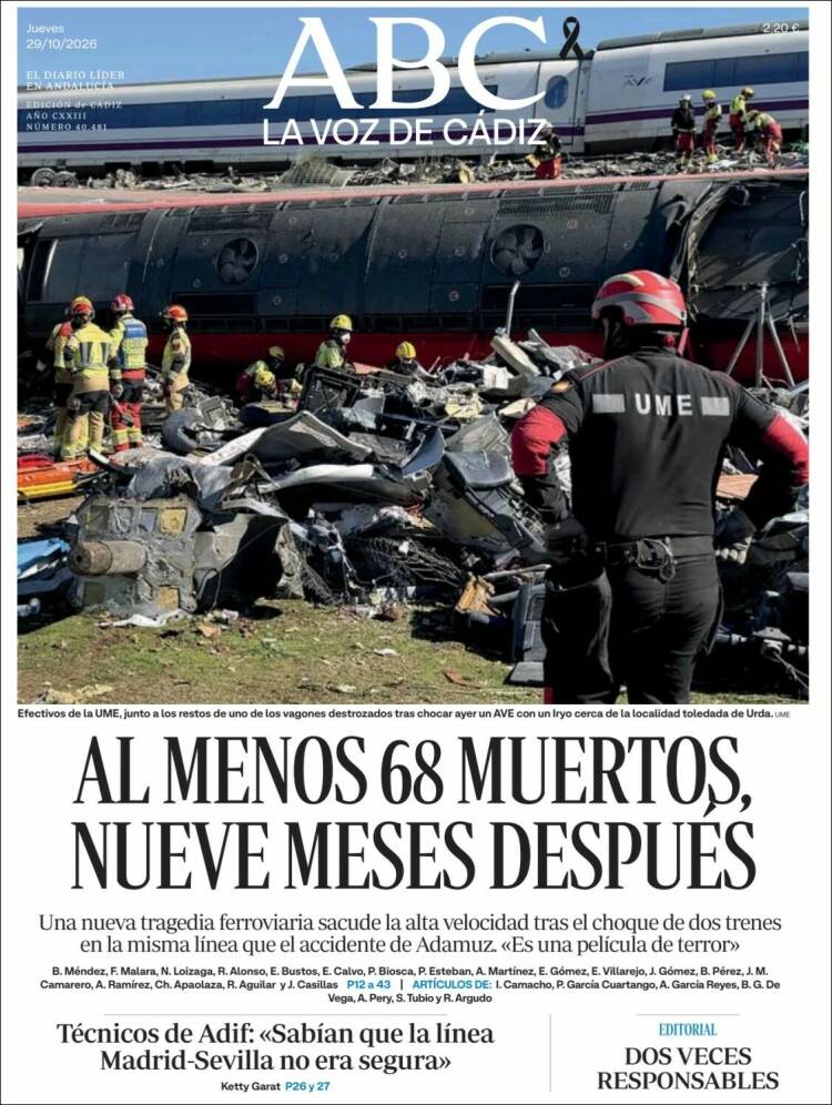 Portada de La Voz de Cádiz (Espa&ntilde;a)
