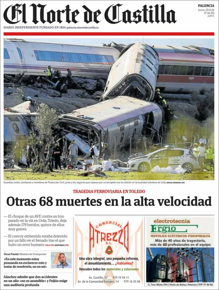 Portada de Norte de Castilla - Palencia (Espa&ntilde;a)