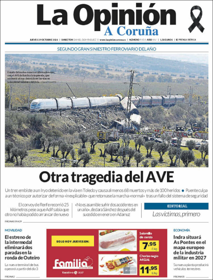 Portada de La Opinión de A Coruña (Espa&ntilde;a)