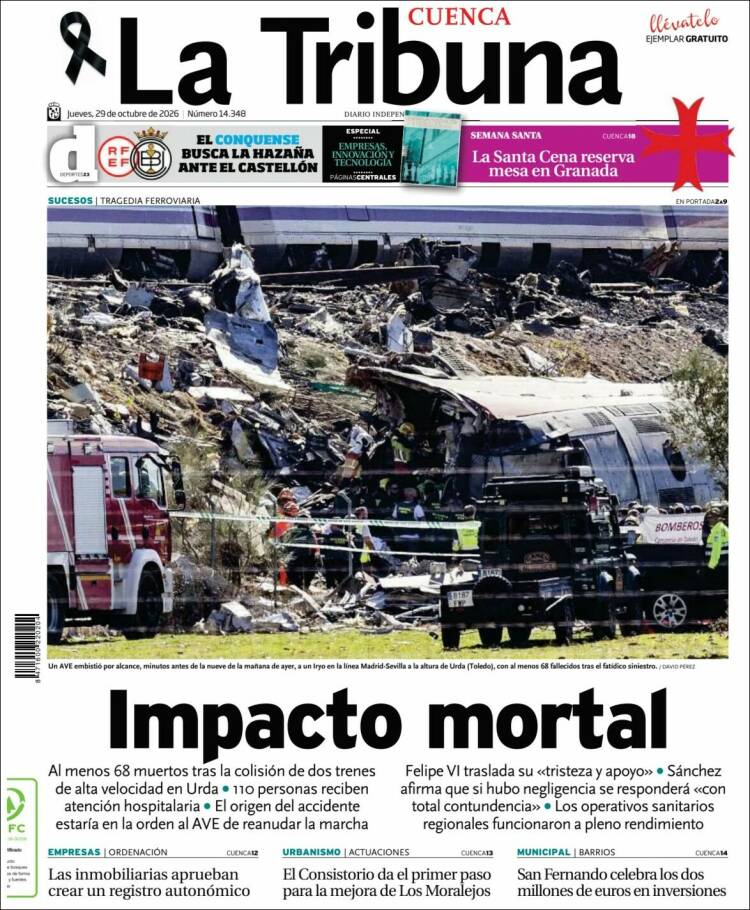 Portada de La Tribuna de Cuenca (Espa&ntilde;a)