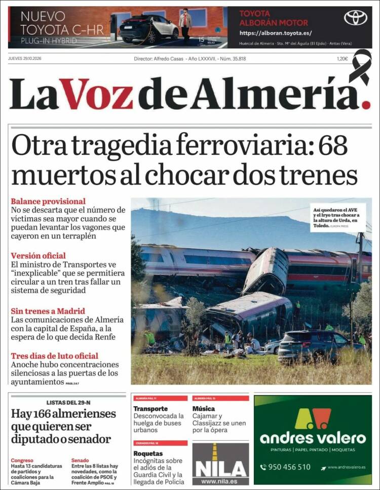 Portada de La Voz de Almería (Espa&ntilde;a)