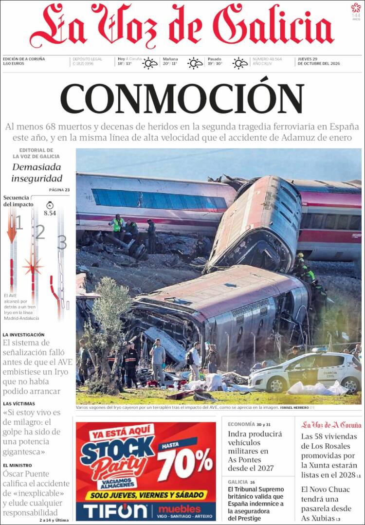 Portada de La Voz de Galicia (Espa&ntilde;a)