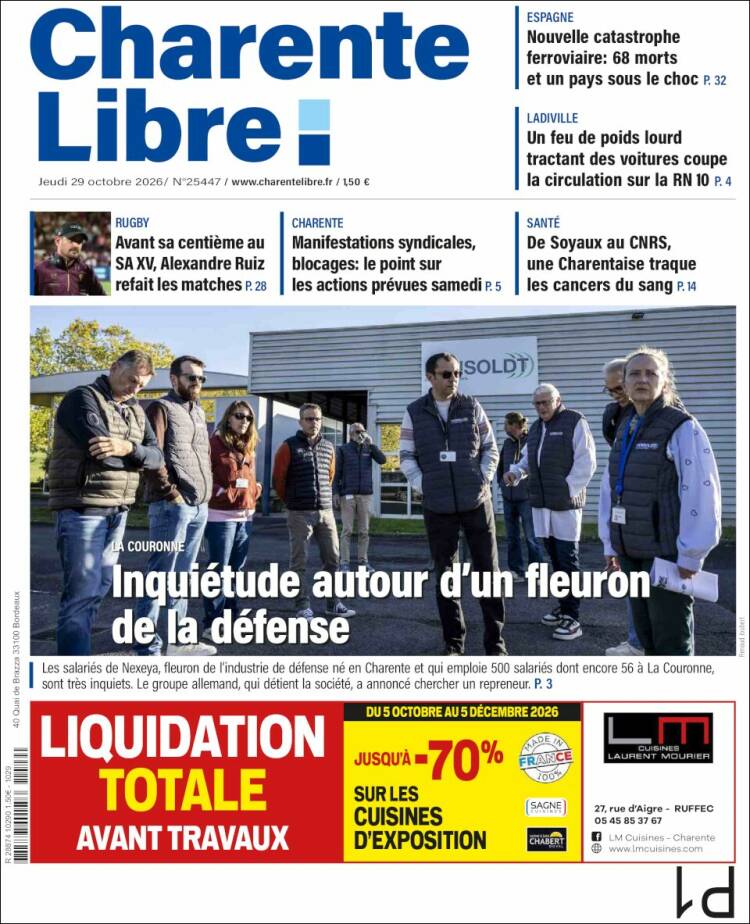 Portada de Charente Libre (Francia)