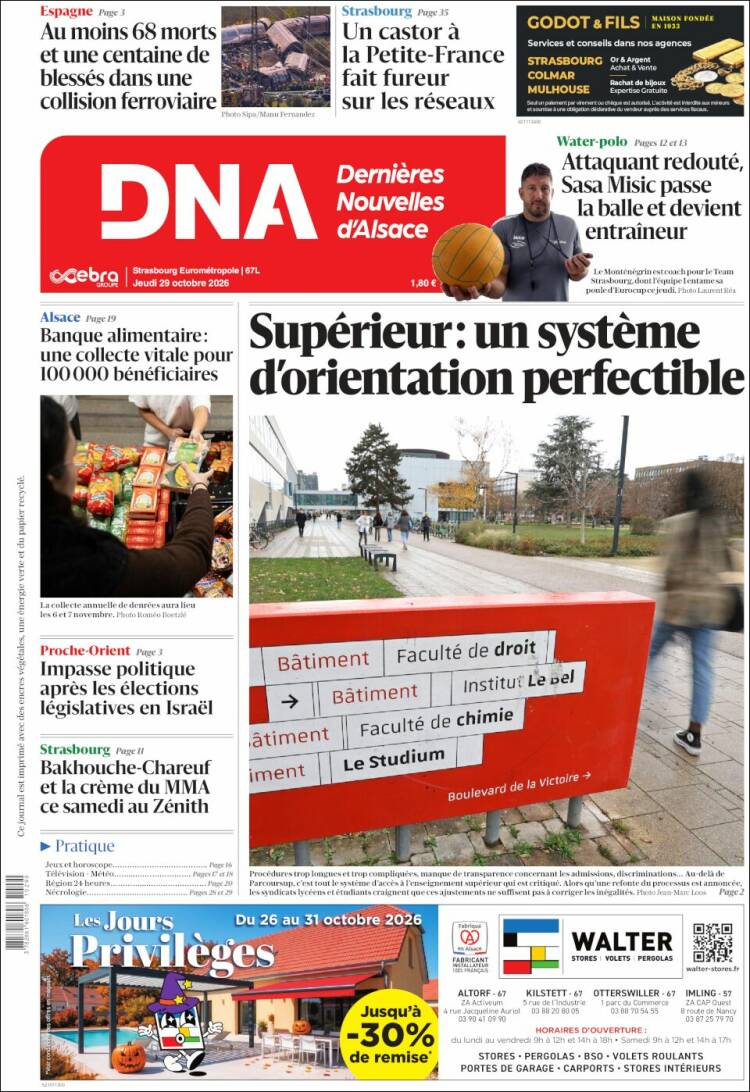 Portada de Les Dernières Nouvelles d'Alsace (Francia)