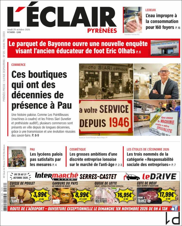 Portada de L'Eclair des Pyrénées (Francia)