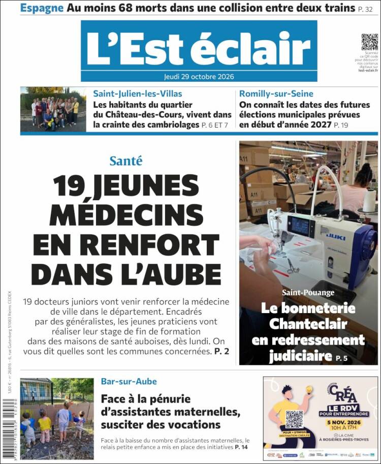 Portada de L'Est Eclair (Francia)