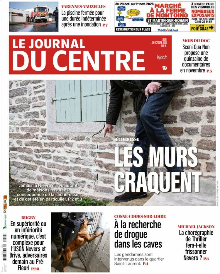 Portada de Le Journal du Centre (Francia)