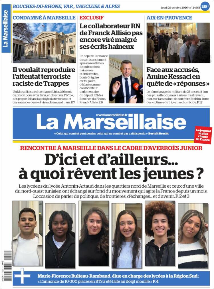 Portada de La Marseillaise (Francia)