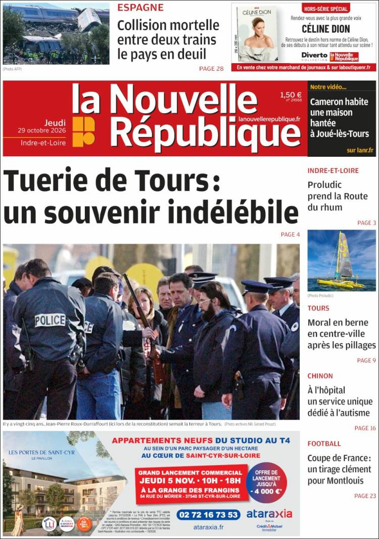 Portada de La Nouvelle Republique (Francia)