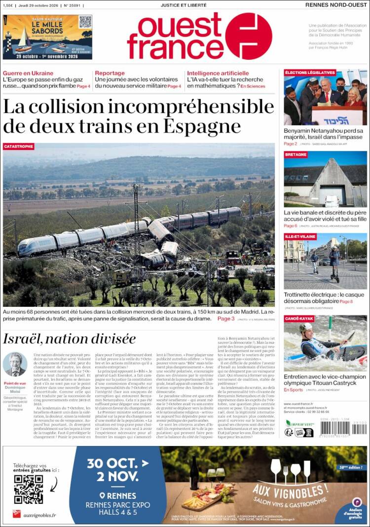 Portada de Ouest France (Francia)