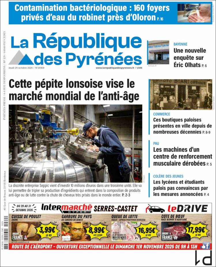 Portada de La République des Pyrénées (Francia)