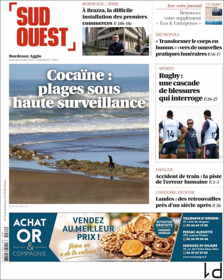 Portada de Sud Ouest (Francia)