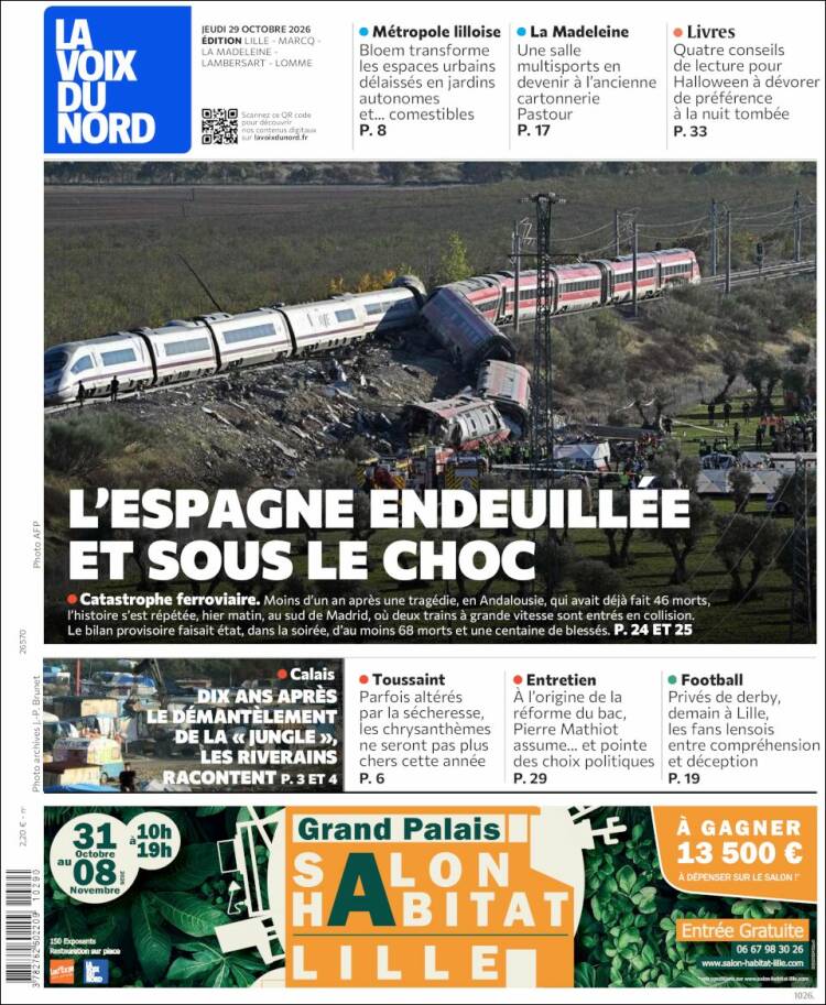Portada de La Voix du Nord (Francia)