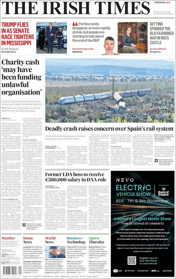 Portada de Irish Times (Irlanda)